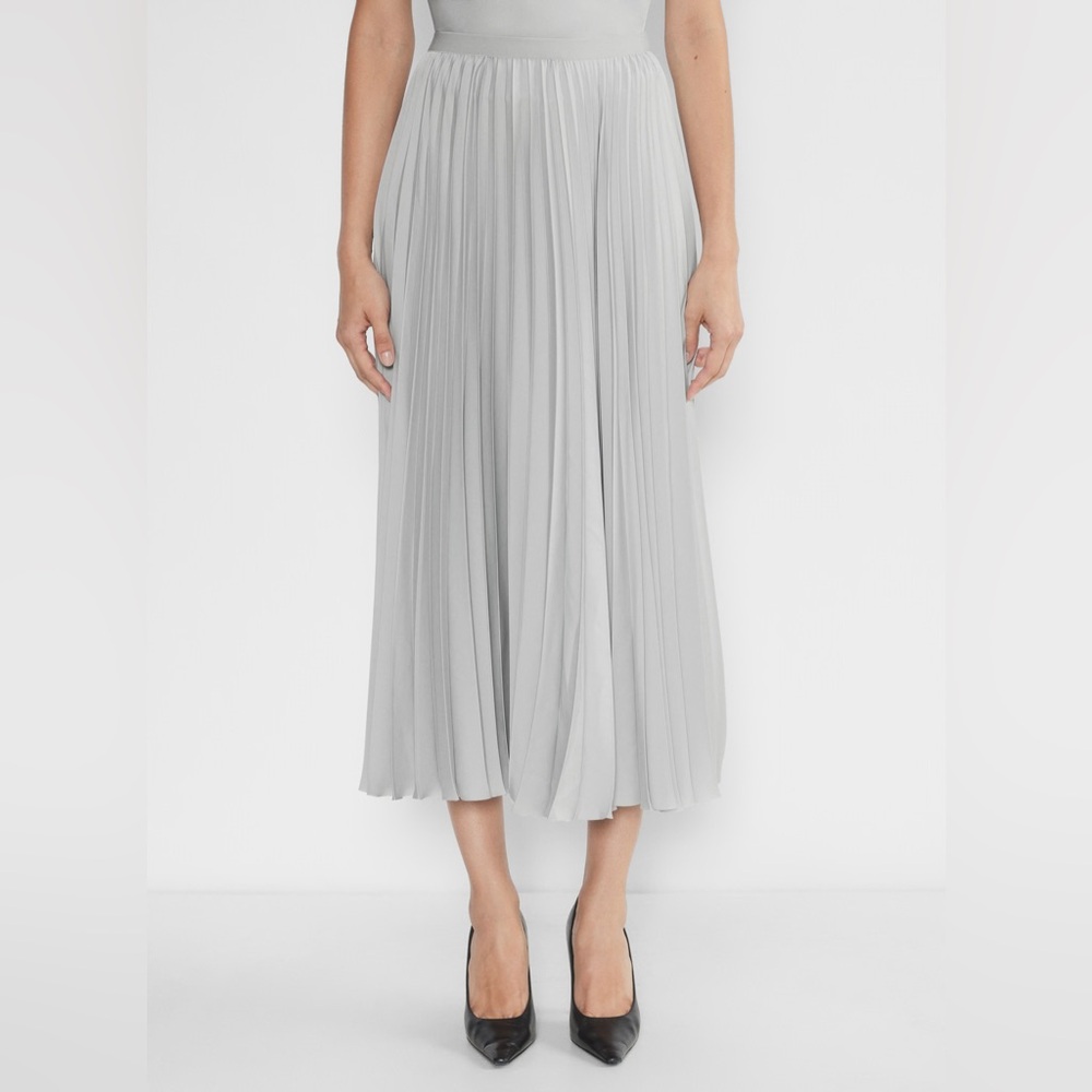 BABATON | Light Gray Pleated Midi Skirt